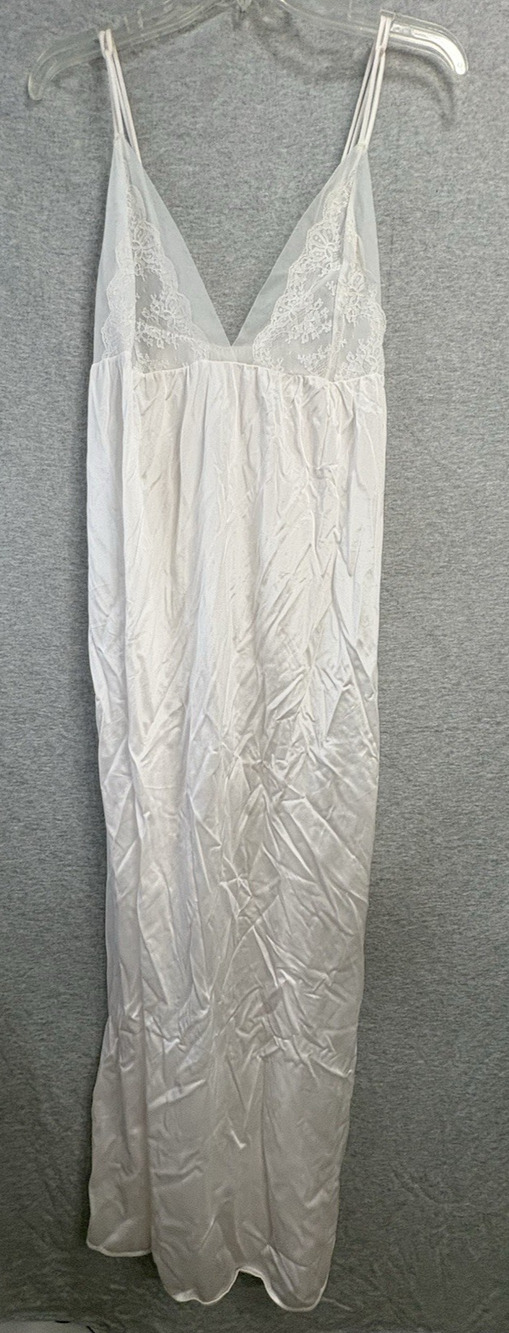 Vintage JC Penny Lingerie Dress Nightgown Womens Satin Floral Lace Large
